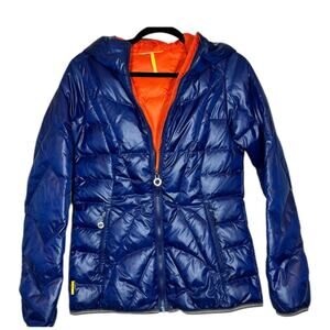 Lole Blue Down Elena Hooded Jacket S (4-6) NWOT